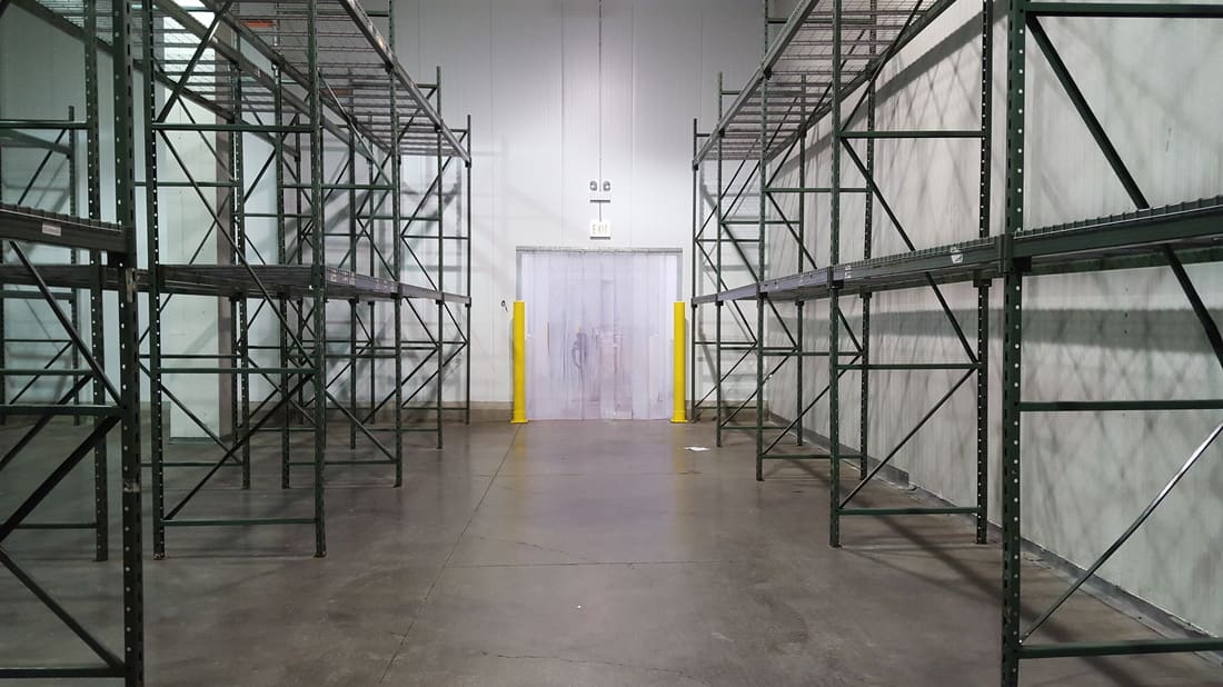 Racking inside a new box storage cooler