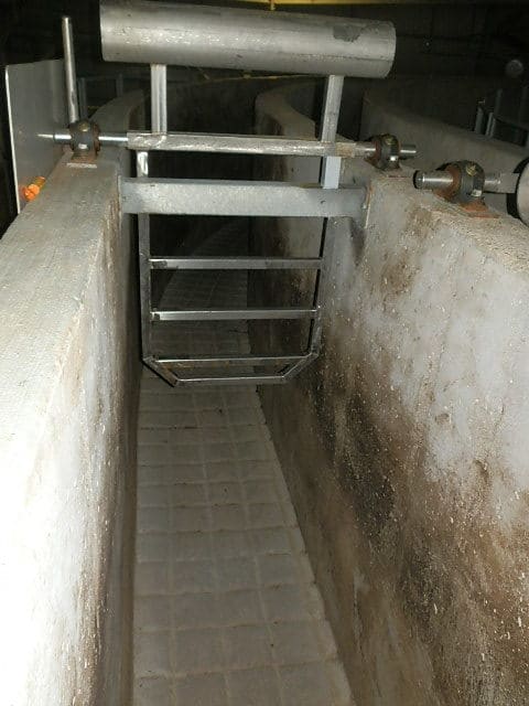 Concrete wastewater channel during an upgrade